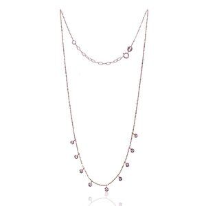 18" 14K Yellow Gold Diamond Fringe Necklace, 9 Round Cut Dangle Stones, 0.50 ctw